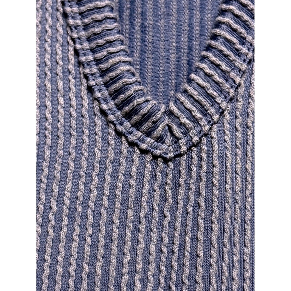 HEIMISH USA Blue Ribbed Knit V Neck Hoodie Tunic Top Plus Size 1XL Gorpcore - Picture 2 of 13